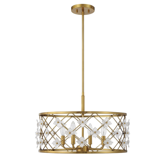 Savoy House 6-8410-4-322 Four Light Convertible Semi-Flush /Pendant, Warm Brass