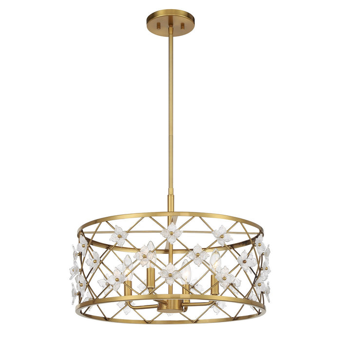 Savoy House 6-8410-4-322 Four Light Convertible Semi-Flush /Pendant, Warm Brass