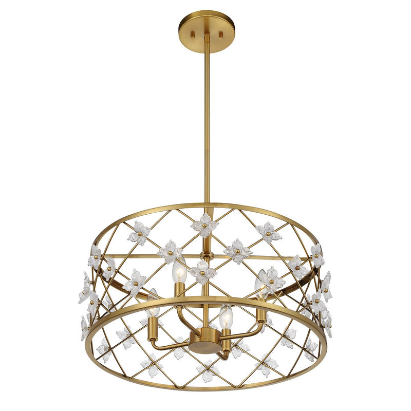 Savoy House 6-8410-4-322 Four Light Convertible Semi-Flush /Pendant, Warm Brass