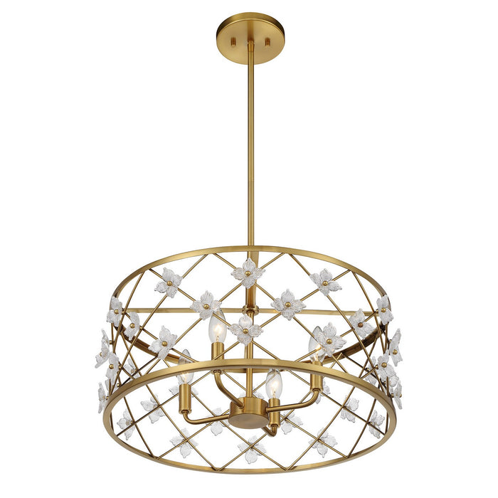 Savoy House 6-8410-4-322 Four Light Convertible Semi-Flush /Pendant, Warm Brass