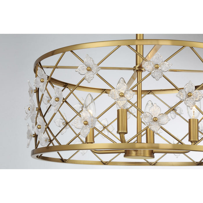 Savoy House 6-8410-4-322 Four Light Convertible Semi-Flush /Pendant, Warm Brass