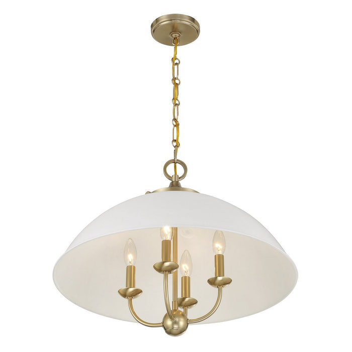Savoy House 7-1725-4-142 Four Light Pendant, White and Warm Brass