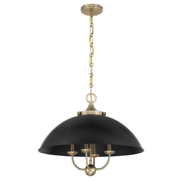 Savoy House 7-1725-4-143 Four Light Pendant, Matte Black and Warm Brass
