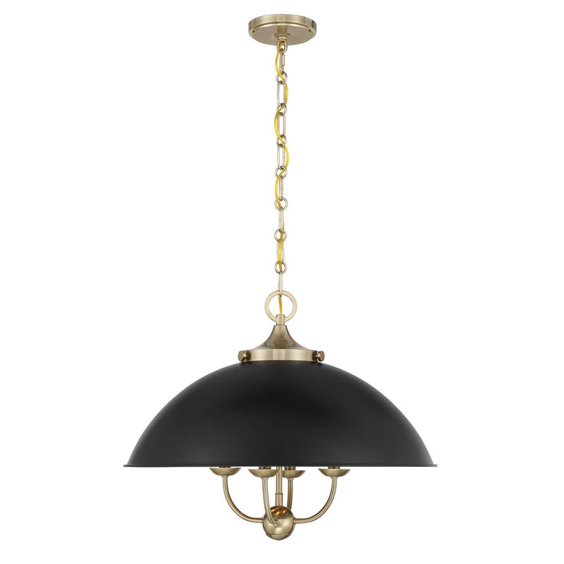 Savoy House 7-1725-4-143 Four Light Pendant, Matte Black and Warm Brass