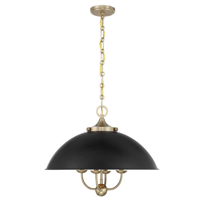Savoy House 7-1725-4-143 Four Light Pendant, Matte Black and Warm Brass