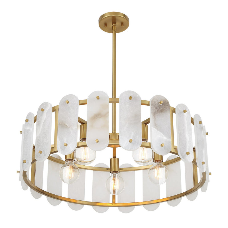 Savoy House 7-2911-5-322 Five Light Pendant, Warm Brass