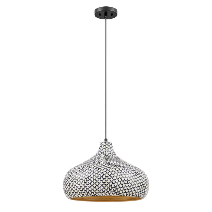Savoy House 7-3095-1-201 One Light Pendant, Black and White Shell