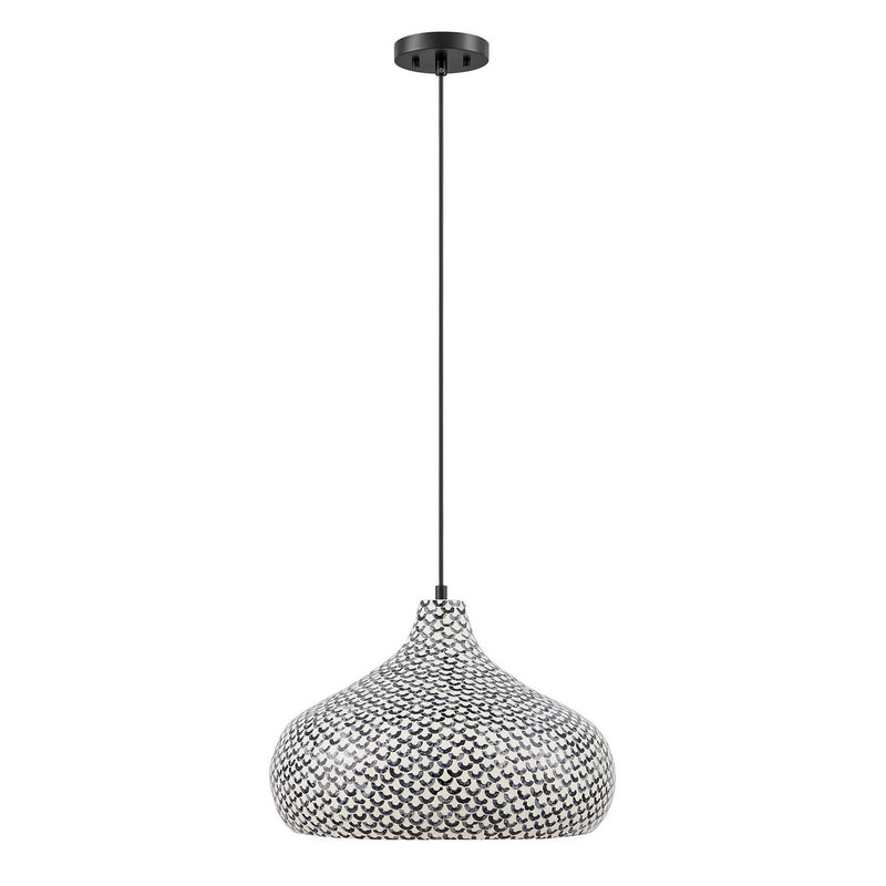 Savoy House 7-3095-1-201 One Light Pendant, Black and White Shell