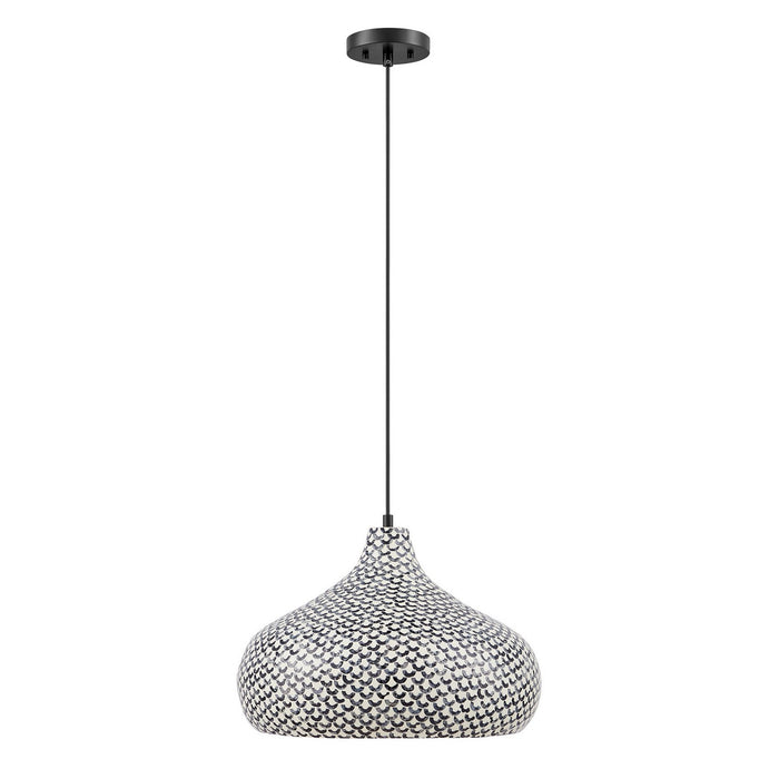 Savoy House 7-3095-1-201 One Light Pendant, Black and White Shell