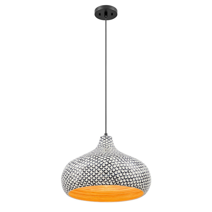 Savoy House 7-3095-1-201 One Light Pendant, Black and White Shell