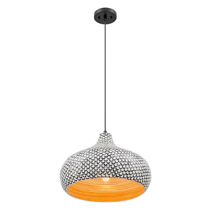 Savoy House 7-3095-1-201 One Light Pendant, Black and White Shell