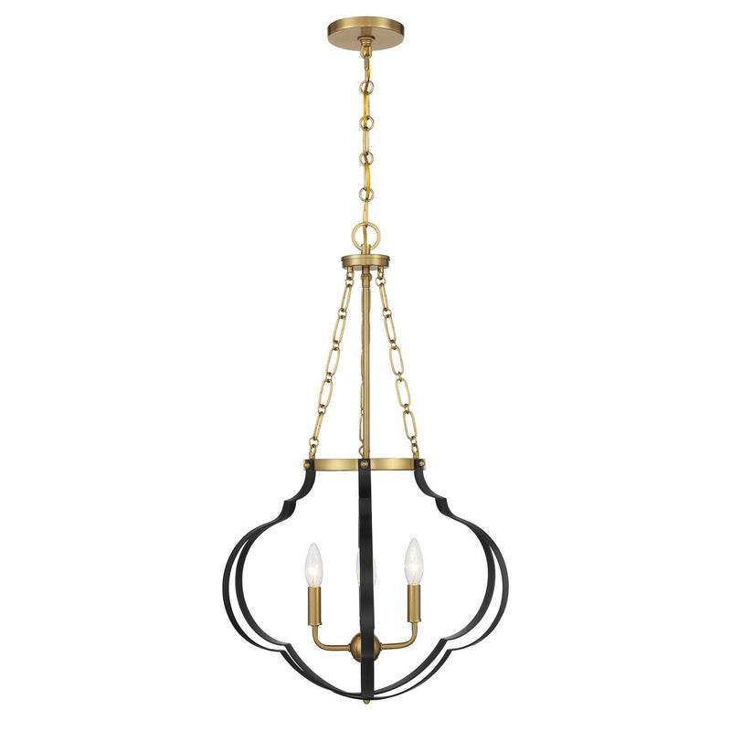 Savoy House 7-4866-4-143 Four Light Pendant, Matte Black and Warm Brass