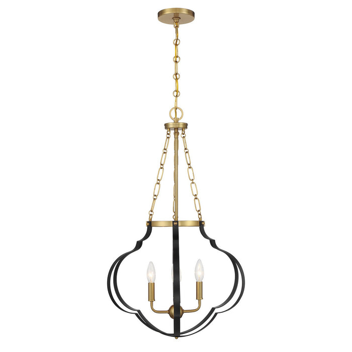 Savoy House 7-4866-4-143 Four Light Pendant, Matte Black and Warm Brass
