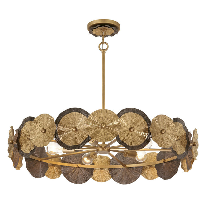 Savoy House 7-6384-5-61 Five Light Pendant, Distressed Gold and Bronze