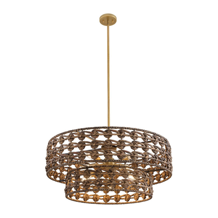 Savoy House 7-9284-7-220 Seven Light Pendant, Riviera Brass