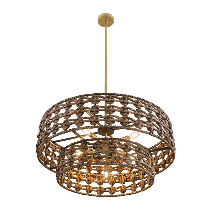 Savoy House 7-9284-7-220 Seven Light Pendant, Riviera Brass