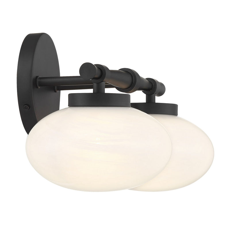 Savoy House 8-1050-2-BK Two Light Bathroom Vanity, Matte Black