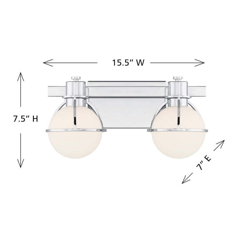 Savoy House 8-1060-2-11 Two Light Bathroom Vanity, Chrome
