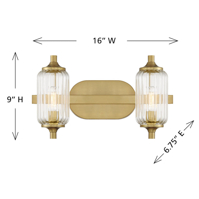 Savoy House 8-3024-2-322 Two Light Bathroom Vanity, Warm Brass
