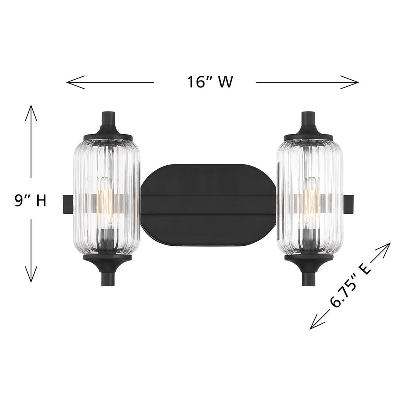 Savoy House 8-3024-2-BK Two Light Bathroom Vanity, Matte Black