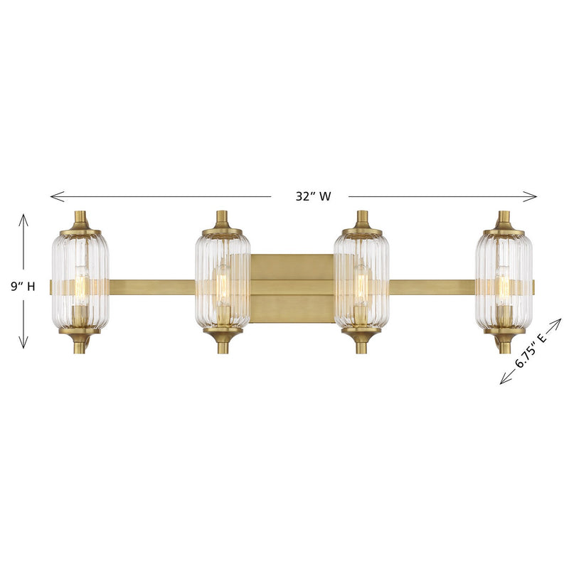 Savoy House 8-3024-4-322 Four Light Bathroom Vanity, Warm Brass