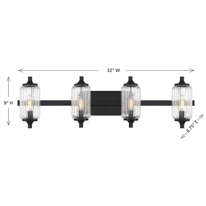 Savoy House 8-3024-4-BK Four Light Bathroom Vanity, Matte Black