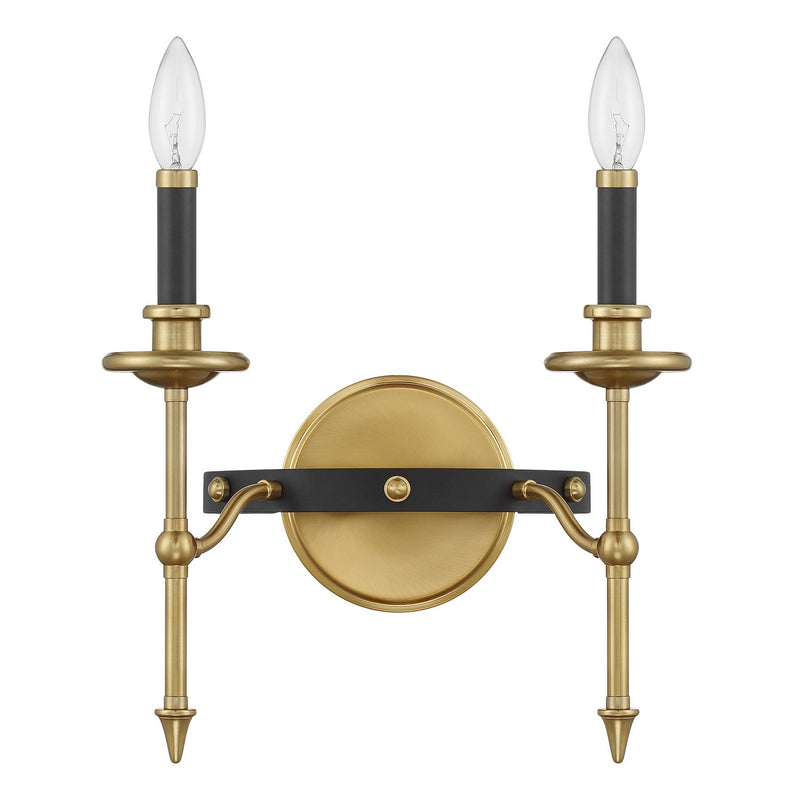 Savoy House 9-9510-2-143 Two Light Wall Sconce, Matte Black and Warm Brass