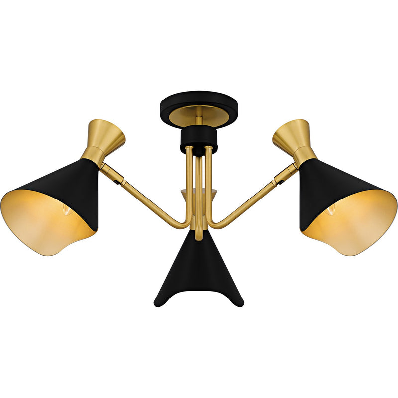 Quoizel ADN1726MBK Three Light Semi-Flush Mount, Matte Black
