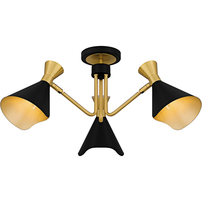 Quoizel ADN1726MBK Three Light Semi-Flush Mount, Matte Black