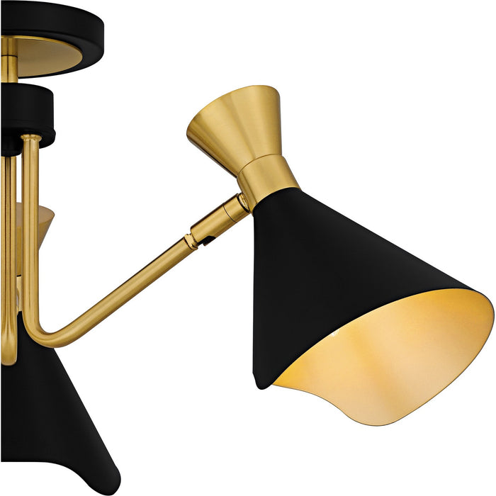 Quoizel ADN1726MBK Three Light Semi-Flush Mount, Matte Black