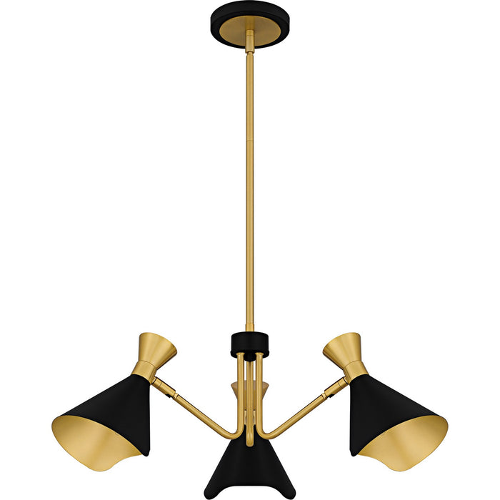 Quoizel ADN5026MBK Three Light Chandelier, Matte Black
