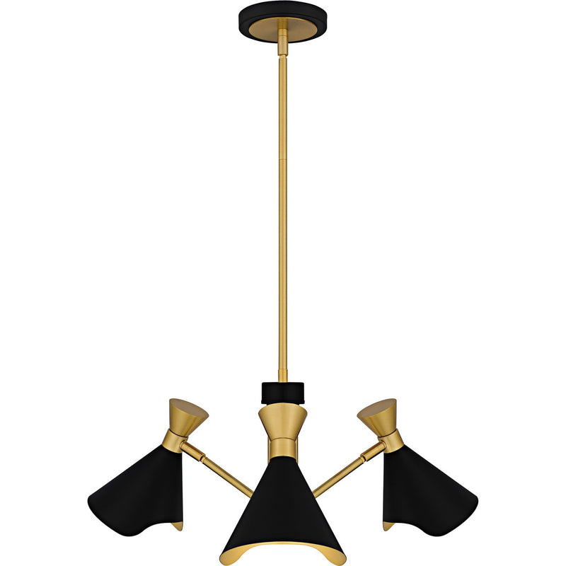 Quoizel ADN5026MBK Three Light Chandelier, Matte Black