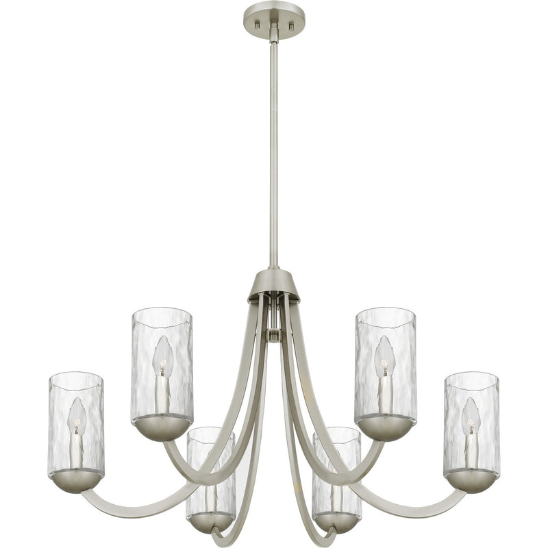 Quoizel ALD5032BN Six Light Chandelier, Brushed Nickel