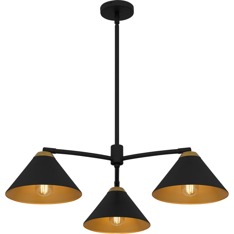 Quoizel ALS5032MBK Three Light Chandelier, Matte Black