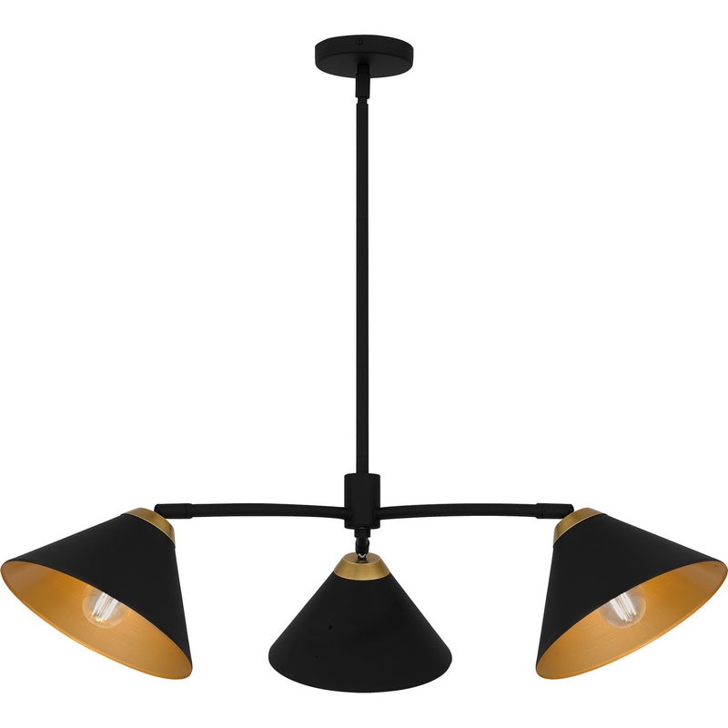 Quoizel ALS5032MBK Three Light Chandelier, Matte Black