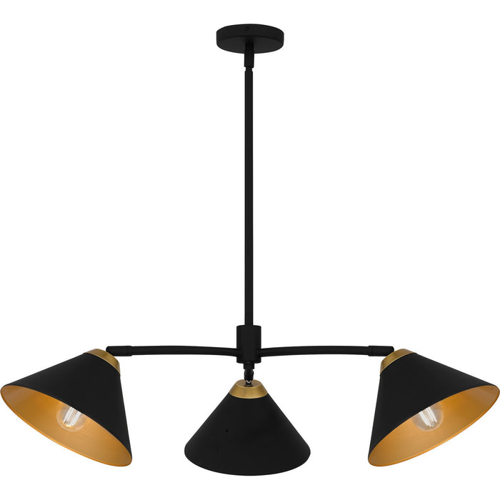 Quoizel ALS5032MBK Three Light Chandelier, Matte Black