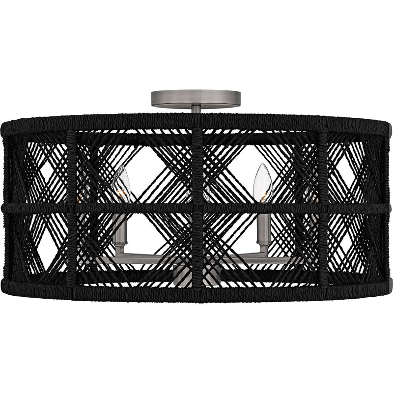 Quoizel AXF1722AN Five Light Semi-Flush Mount, Antique Nickel