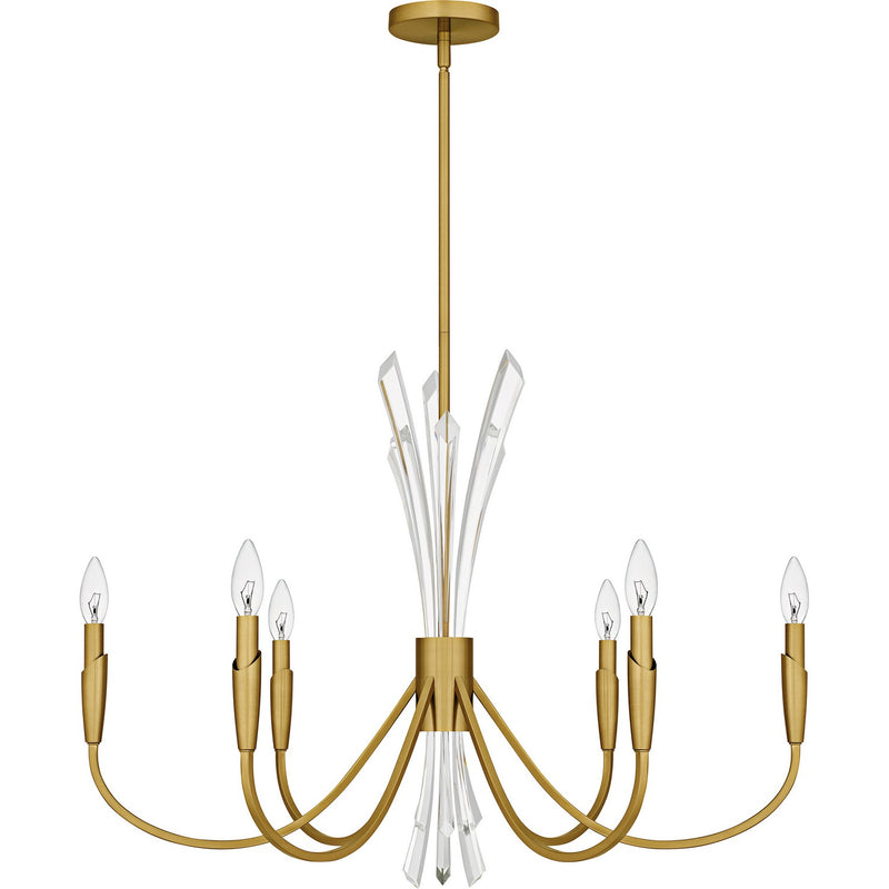 Quoizel CCY5032BRG Six Light Chandelier, Brushed Gold