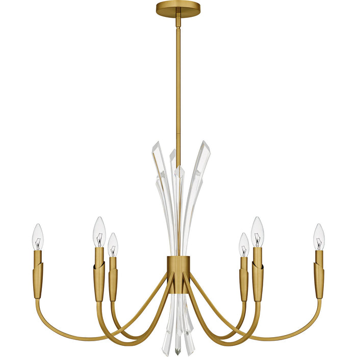 Quoizel CCY5032BRG Six Light Chandelier, Brushed Gold