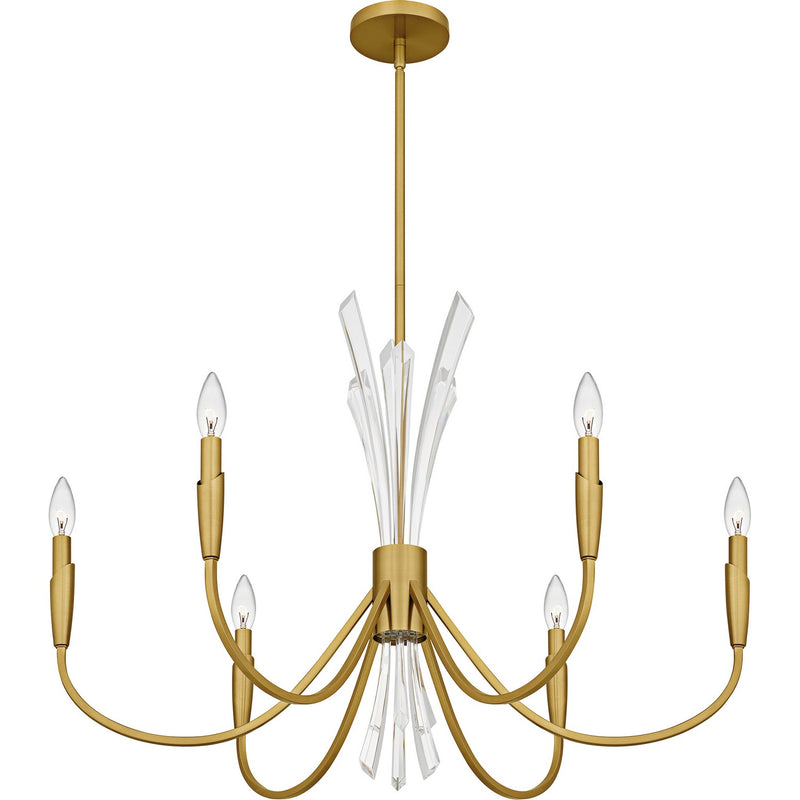Quoizel CCY5032BRG Six Light Chandelier, Brushed Gold