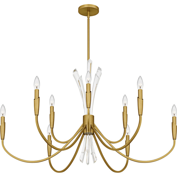 Quoizel CCY5040BRG Nine Light Chandelier, Brushed Gold