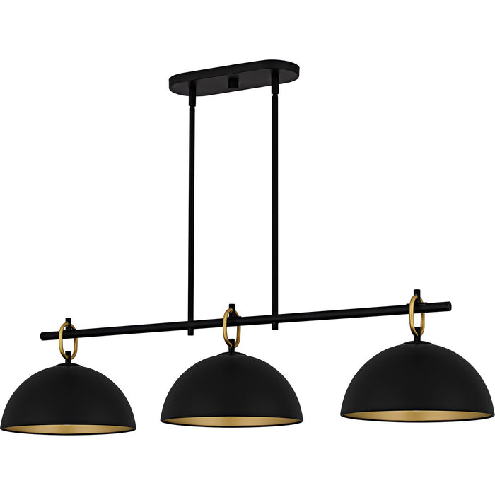 Quoizel CEO344MBK Three Light Linear Chandelier, Matte Black