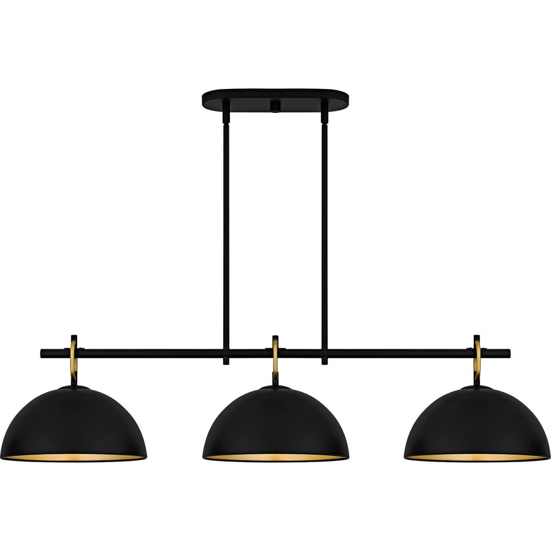 Quoizel CEO344MBK Three Light Linear Chandelier, Matte Black