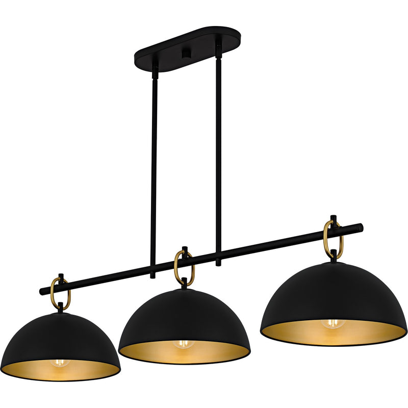 Quoizel CEO344MBK Three Light Linear Chandelier, Matte Black