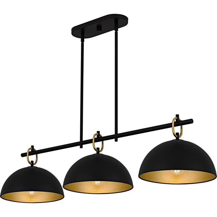 Quoizel CEO344MBK Three Light Linear Chandelier, Matte Black