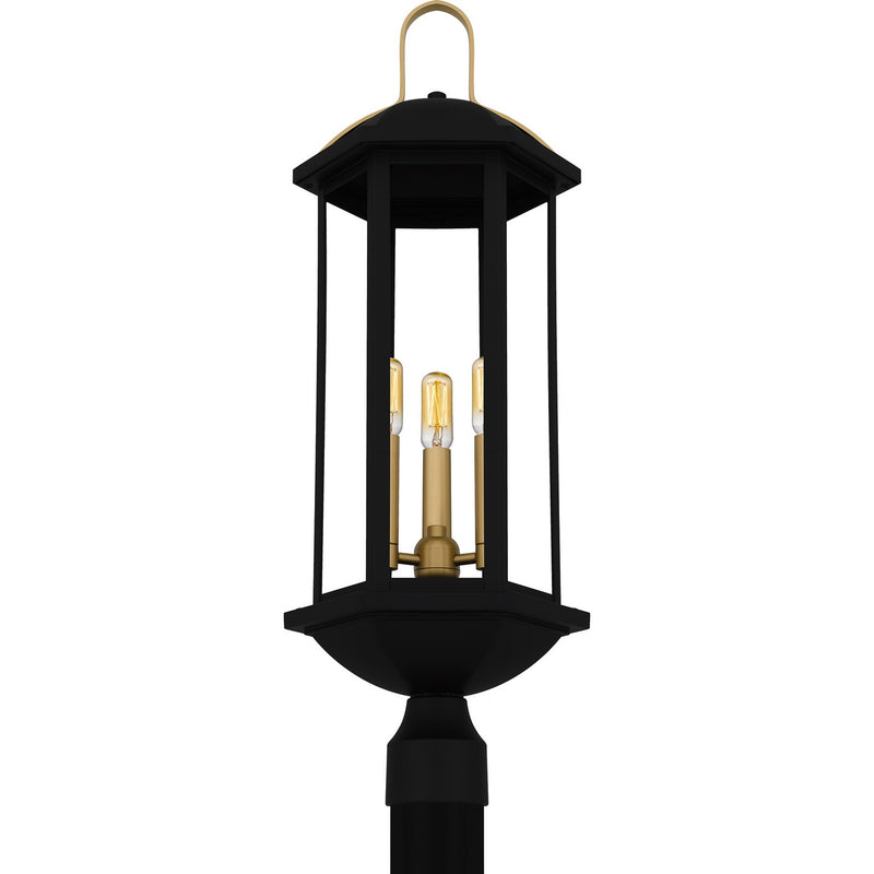 Quoizel CFD9010MBK Three Light Outdoor Post Lantern, Matte Black