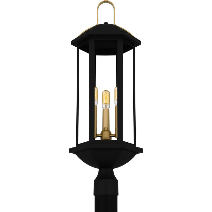 Quoizel CFD9010MBK Three Light Outdoor Post Lantern, Matte Black