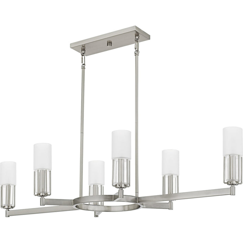 Quoizel CRZ648BN Six Light Linear Chandelier, Brushed Nickel