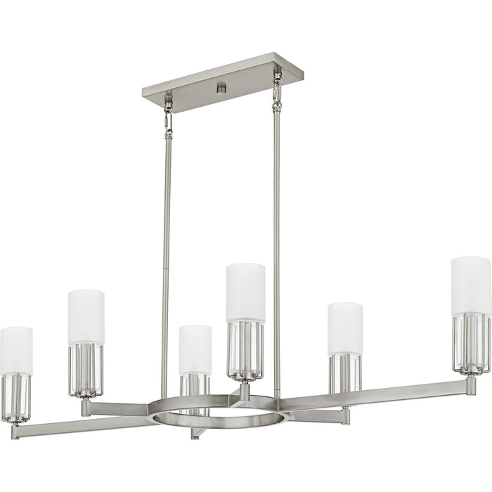 Quoizel CRZ648BN Six Light Linear Chandelier, Brushed Nickel