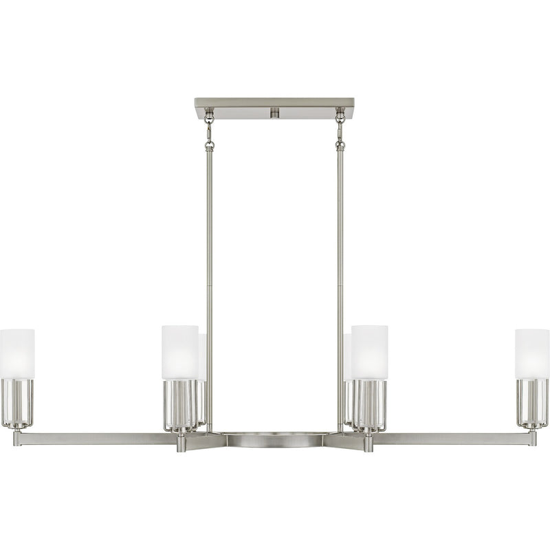 Quoizel CRZ648BN Six Light Linear Chandelier, Brushed Nickel